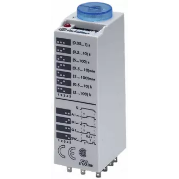 Finder 85.03.0.125.0000 Relè temporizzatore multifunzione, 1 CO 16A, 12-24V AC/DC, 0,05s-100h, guida DIN