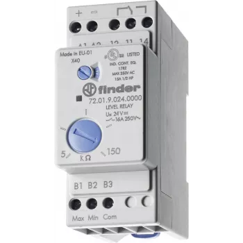 Finder Relè di controllo livello per liquidi conduttivi, 24V AC/DC, 1 CO, serie 72.01 720180240002