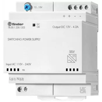 Finder 78.50.1.230.1202 Alimentatore per guida DIN 12 V DC 4,6 A 50 W