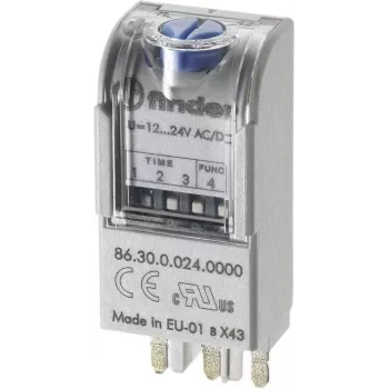 FINDER 86.30 modulo relè temporizzato multifunzione, 24V AC/DC, 1 CO 16A, 8 funzioni, 0,05s-100h 863000240000T