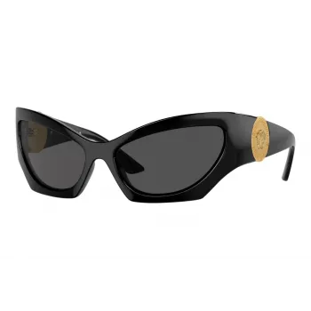 Versace VE4450-GB1-87 occhiali da sole da uomo, montatura nera, lenti grigie, 60/16/125 mm