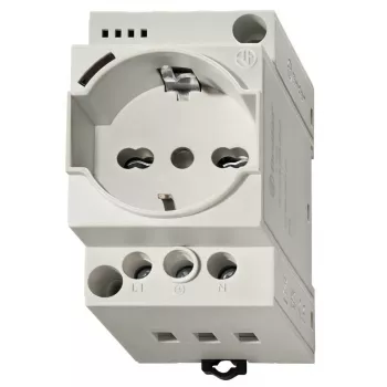 Finder 7U.00.8.230.0000 presa Schuko per guida DIN, 230 V AC, 16 A, grigio RAL 7035