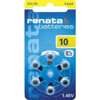 Renata ZA10 batteria per apparecchi acustici zinco-aria PR70 105 mAh 1,4 V confezione da 6 ZA10.DP6 0HG