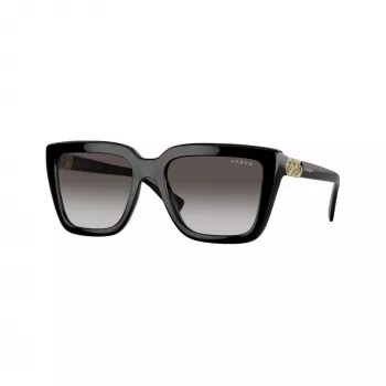 Vogue VO5575SBW448G occhiali da sole donna, montatura quadrata in acetato, nero, lenti grigie sfumate, 55mm