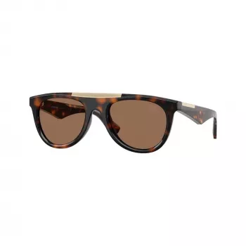 Burberry BE4452U300273 Occhiali da sole uomo rettangolari, montatura Havana scuro, lenti marroni, 53-21-145 mm