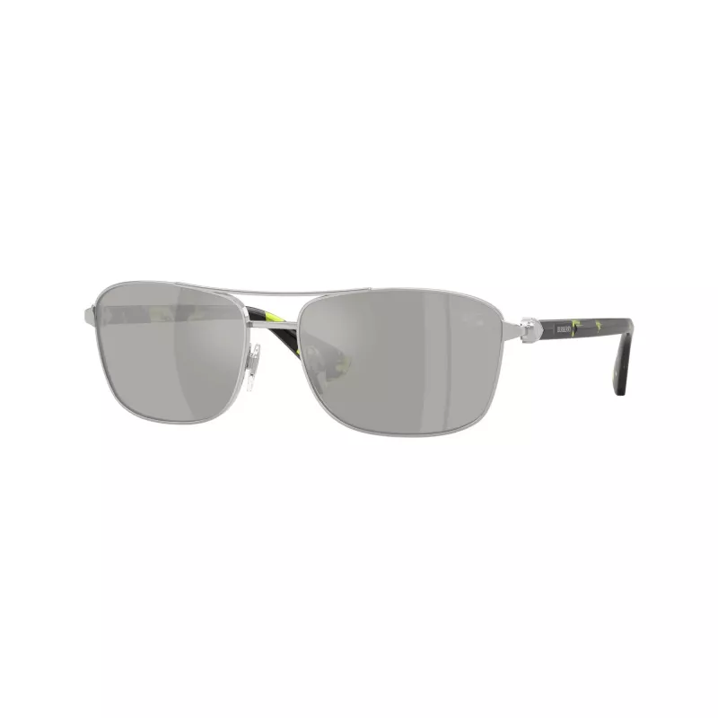 Burberry BE3163-10056G Occhiali da sole uomo pilot, montatura nera, lenti gradient grigie, 60/17/140 mm