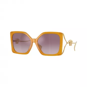 Versace VE4502U55376X Occhiali da sole donna Cat-Eye, montatura rosa trasparente, lenti grigio scuro, 58/16/130 mm