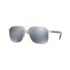 Versace VE2174-1002Z3 Occhiali da sole da uomo modello pilot, montatura nera, lenti a specchio grigie, 59/13/145 mm