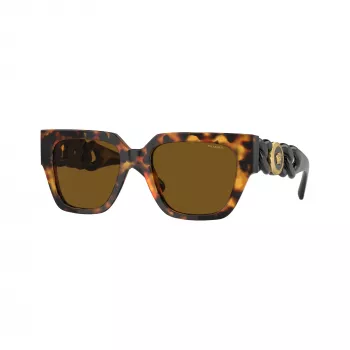 Versace VE4409-511983 Occhiali da sole da donna a gatto, montatura havana, lenti grigio scuro sfumate, 54 mm