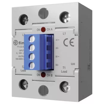 Finder Serie 77 relè a semiconduttore, 50 A, 660 V AC, controllo 24 V DC, commutazione istantanea 77C290248671