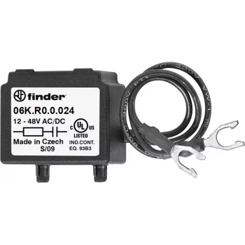 Finder 06K.R0.0.024 modulo RC di soppressione per bobine relè, 6-24V AC/DC, 100Ω + 0,1µF, modulo a innesto
