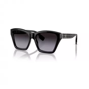 Burberry BE439130018G5 occhiali da sole donna, quadrati, acetato, montatura nera, lenti grigie sfumate, 54mm
