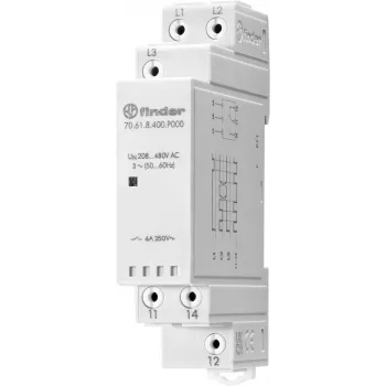 Finder 70.61.8.400.P000 relè di monitoraggio tensione 3 fasi, 400 V AC, 1 CO, guida DIN