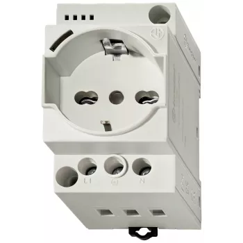 Finder Serie 7U Presa per quadro elettrico, 230 V AC, 16 A, Schuko, montaggio su guida DIN, grigio (RAL 7035) 7U.00.8.230.0000