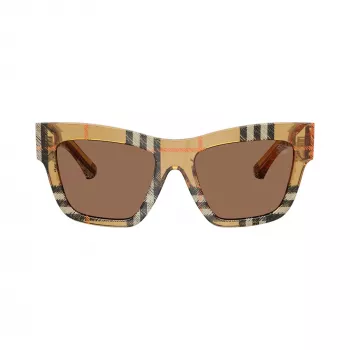 Burberry BE4449-414673 Occhiali da sole donna, montatura in acetato quadrata, Havana/Schildpatt, lenti marroni, 53/19/140 mm