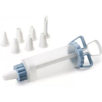 IBILI 104629 Set sac à poche per pasticceria, 18 cm, 6 bocchette in acciaio inox, bianco