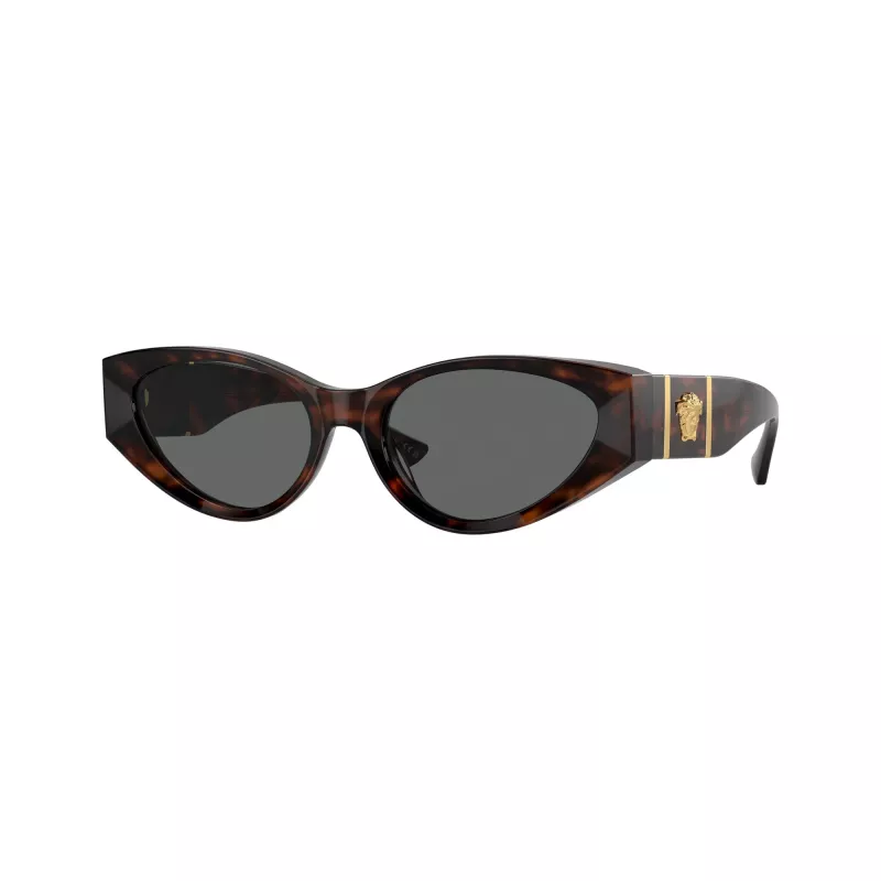 Versace VE4454-542987 occhiali da sole donna cat-eye, havana/grigio scuro, 55mm