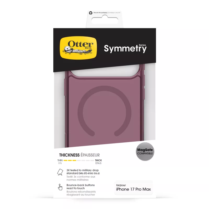 OtterBox Symmetry Clear MagSafe Camera Control cover per iPhone 17 Pro Max rosa (77-98872)