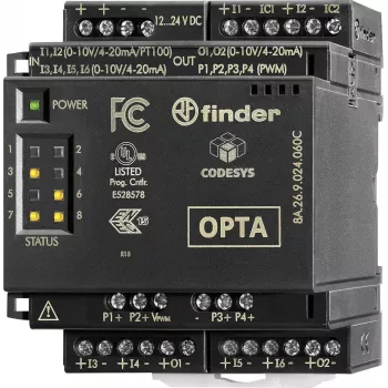 Finder 8A.26.9.024.060C modulo di espansione ingressi analogici, 2 canali, 0-10 V DC / 0-20 mA, 12 bit, 24 V DC, guida DIN