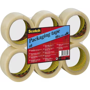 3M Scotch nastro da imballaggio 6890, 50mm x 66m, PVC trasparente, forte adesività, silenzioso, 50 micron - 1 rotolo (PVC6RT)