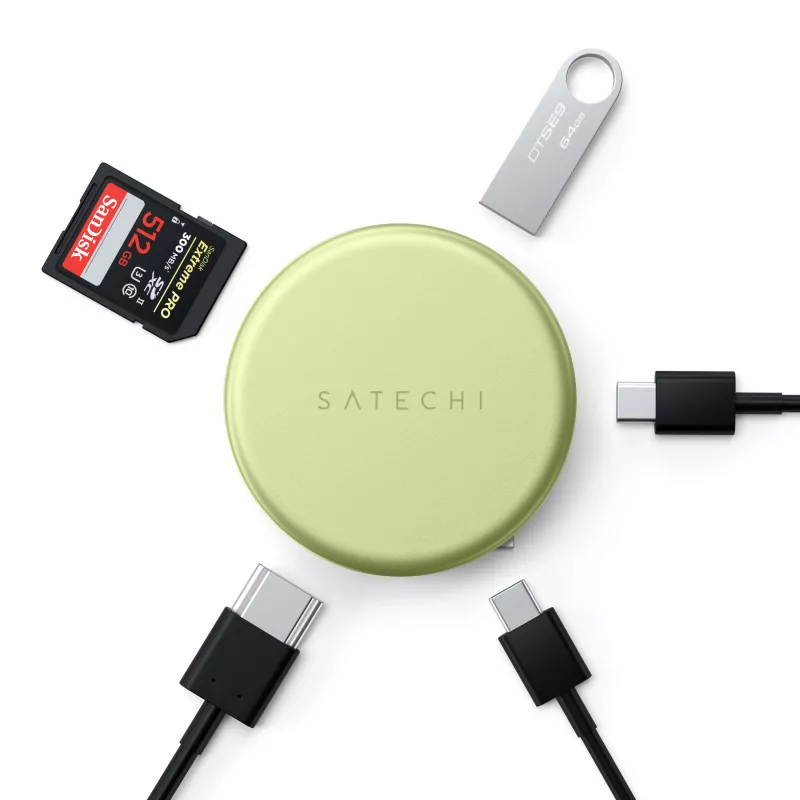 Satechi OntheGo adattatore multiporta 5-in-1 - hub USB-C con 4K HDMI, USB-C 5Gbps, USB-A 5Gbps, lettore schede SD, 60W PD pass-through (Citrus)