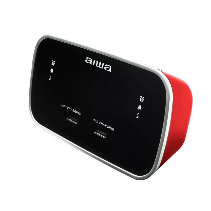 AIWA CRU-19RD Radiosveglia rossa con sintonizzatore FM/AM, doppia sveglia, snooze, sleep timer, display LED, batteria di backup