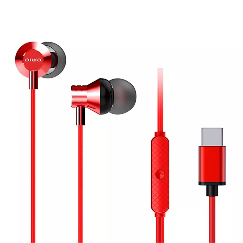 AIWA ESTM-50USB-C/RD Auricolari stereo In-Ear con microfono, USB, rosso