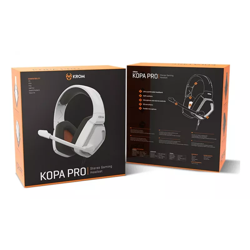 KROM KOPA PRO Headset da gaming con filo Bianco NXKROMKOPAPROWH