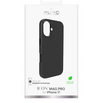 PURO Icon Case Custodia per Apple iPhone 17, compatibile MagSafe, nera (PUIPC1763ICONMPBLK)