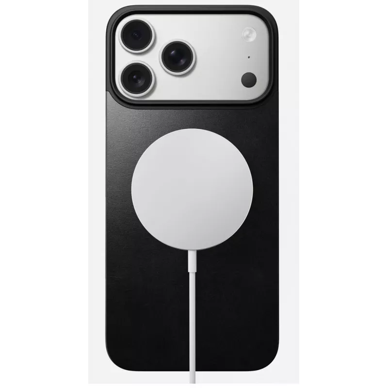 NOMAD Magnetic Leather Back per iPhone 17 Pro Max compatibile MagSafe, pelle Horween (nero)