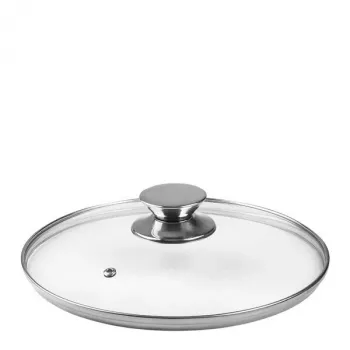 IBILI coperchio in vetro 24 cm in vetro temperato con bordo in acciaio inox e foro per il vapore