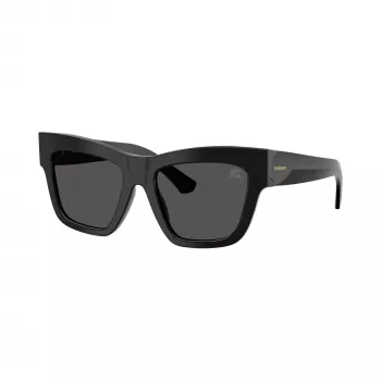 Burberry BE4449-300187 occhiali da sole donna cat-eye, montatura nera, lenti grigie sfumate, 53mm