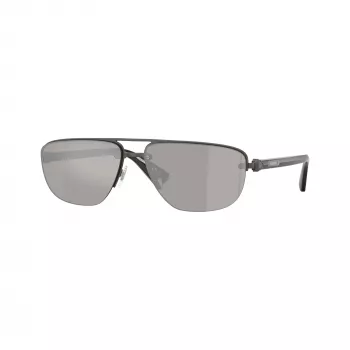 Burberry BE3164-13166G occhiali da sole uomo pilot, montatura nera, lenti grigie sfumate, 62mm