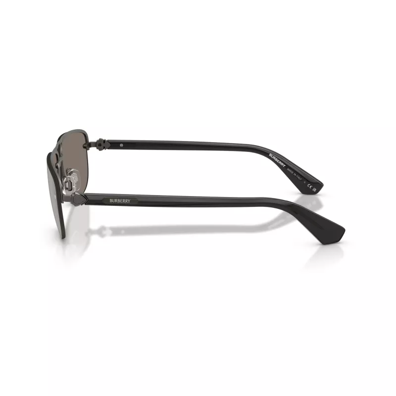 Burberry BE3164-13166G occhiali da sole uomo pilot, montatura nera, lenti grigie sfumate, 62mm