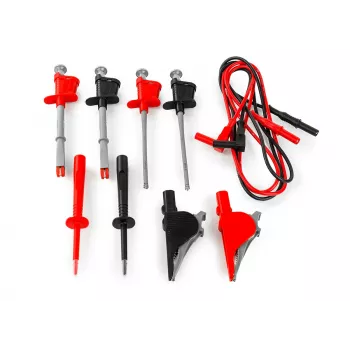 HT Instruments 44100 set di cavi di misura per multimetro con connettori maschio banana 4mm, puntali e 6 pinze a coccodrillo (20A)