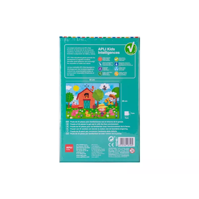 AGIPA puzzle didattico La fattoria, 24 pezzi, scatola in cartone, 152 mm lunghezza 18746