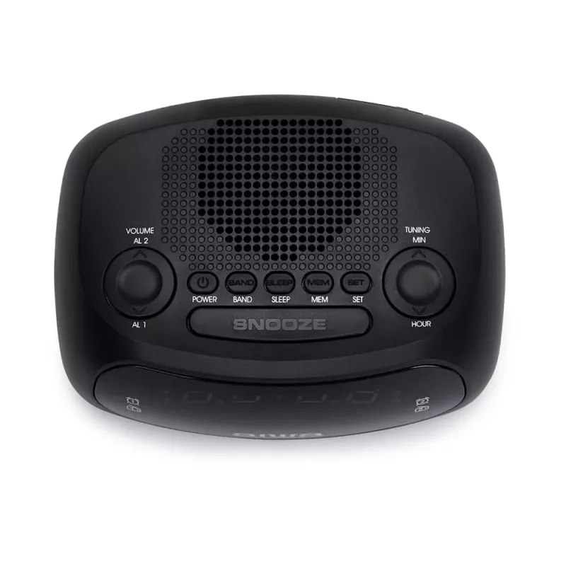 AIWA CR-09J radio orologio FM con doppia sveglia, display LED, nero