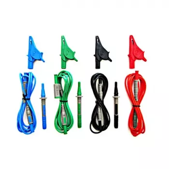 HT Instruments set di cavi di misura universali G3, CAT IV 600V / CAT III 1000V, 10A, cavi di misura in silicone da 1,5m con puntali e pinze a coccodrillo, rosso/nero 1006210