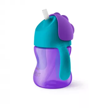 Bicchiere con cannuccia flessibile Philips Avent 200 ml, 9m+, viola