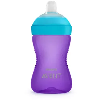 Bicchiere per imparare a bere Philips AVENT My Grippy con beccuccio morbido 300 ml, 9m+, viola