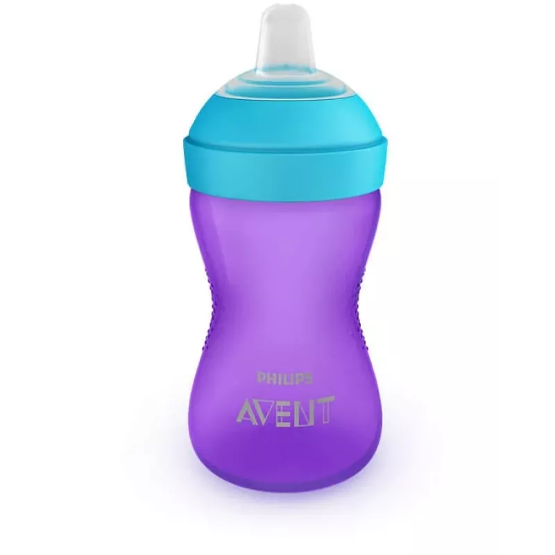 Bicchiere per imparare a bere Philips AVENT My Grippy con beccuccio morbido 300 ml, 9m+, viola