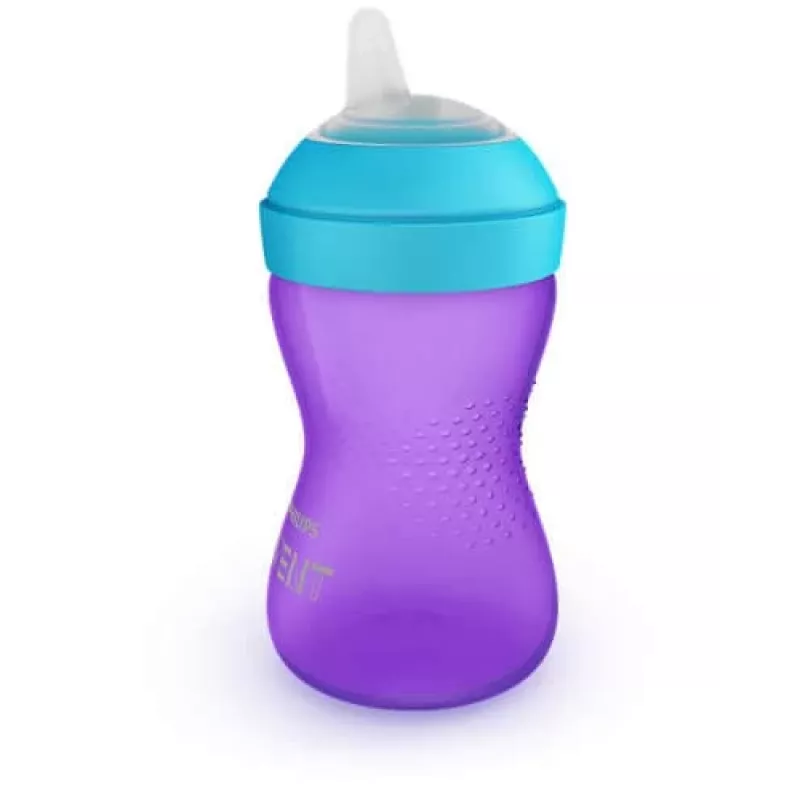 Bicchiere per imparare a bere Philips AVENT My Grippy con beccuccio morbido 300 ml, 9m+, viola