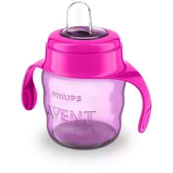 Philips AVENT Easy Sip bicchiere per imparare a bere con maniglie, 6M+, 200 ml, rivestimento in silicone, rosa
