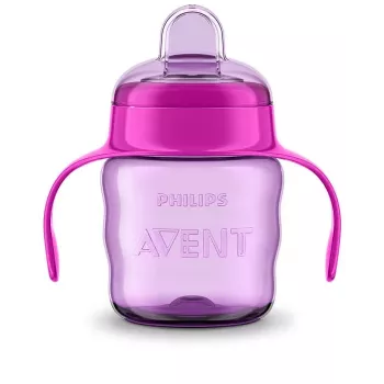Philips AVENT Easy Sip bicchiere per imparare a bere con maniglie, 6M+, 200 ml, rivestimento in silicone, rosa
