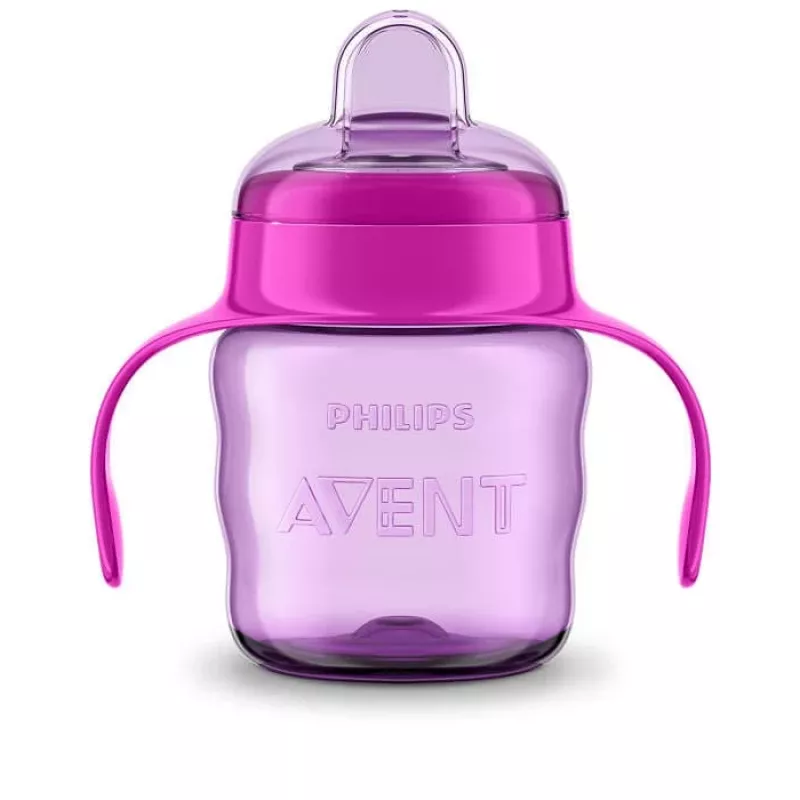 Philips AVENT Easy Sip bicchiere per imparare a bere con maniglie, 6M+, 200 ml, rivestimento in silicone, rosa