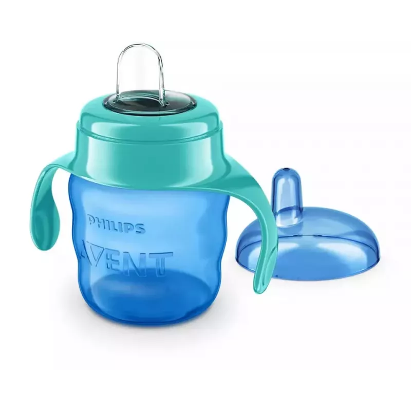 Philips AVENT Easy Sip bicchiere per imparare a bere con maniglie, 6M+, 200 ml, rivestimento in silicone, verde