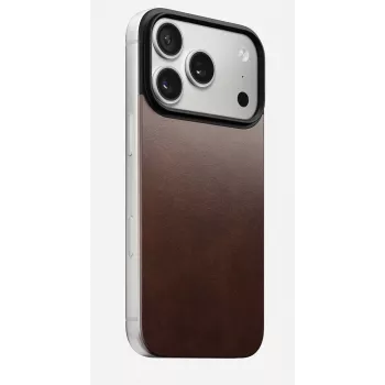 NOMAD Magnetic Leather Back per iPhone 17 compatibile MagSafe pelle Horween Rustic Brown