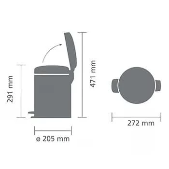 Brabantia NewIcon pattumiera a pedale 5L Brilliant Steel