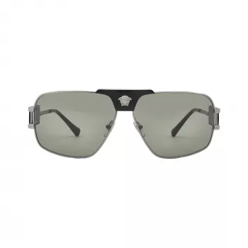 Versace VE2251-1001-2 occhiali da sole uomo pilot aviator montatura nera lenti grigie 63mm