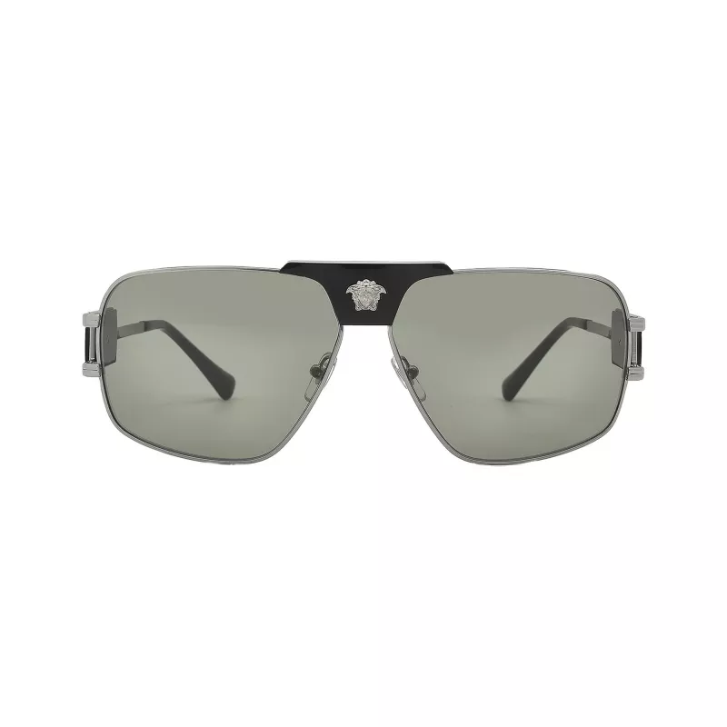 Versace VE2251-1001-2 occhiali da sole uomo pilot aviator montatura nera lenti grigie 63mm